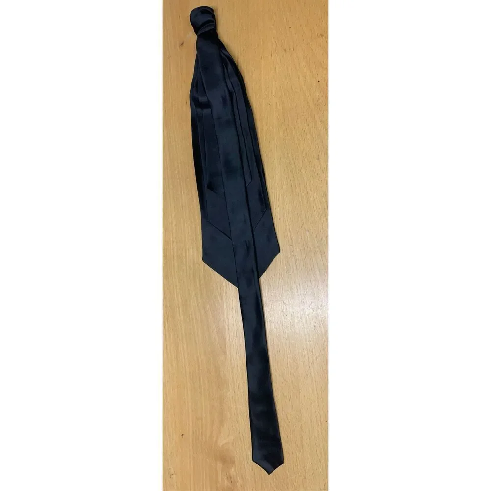 ANNE FONTAINE WINNIE black SILK clip on LAYERED NECK TIE